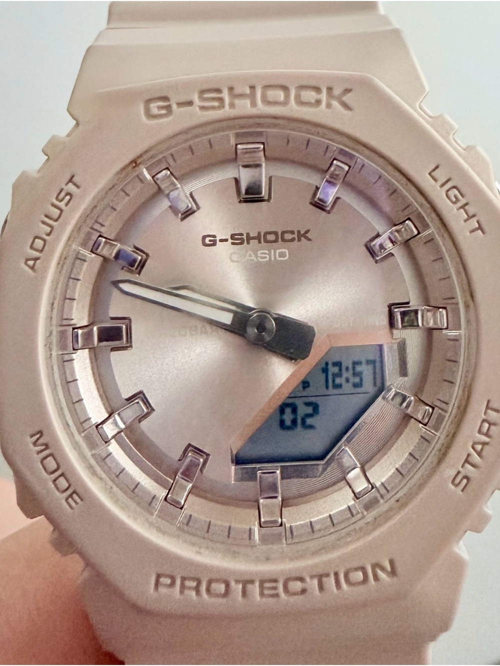 Casio Pink and Silver G-Shock Shock Resistant Watch Back